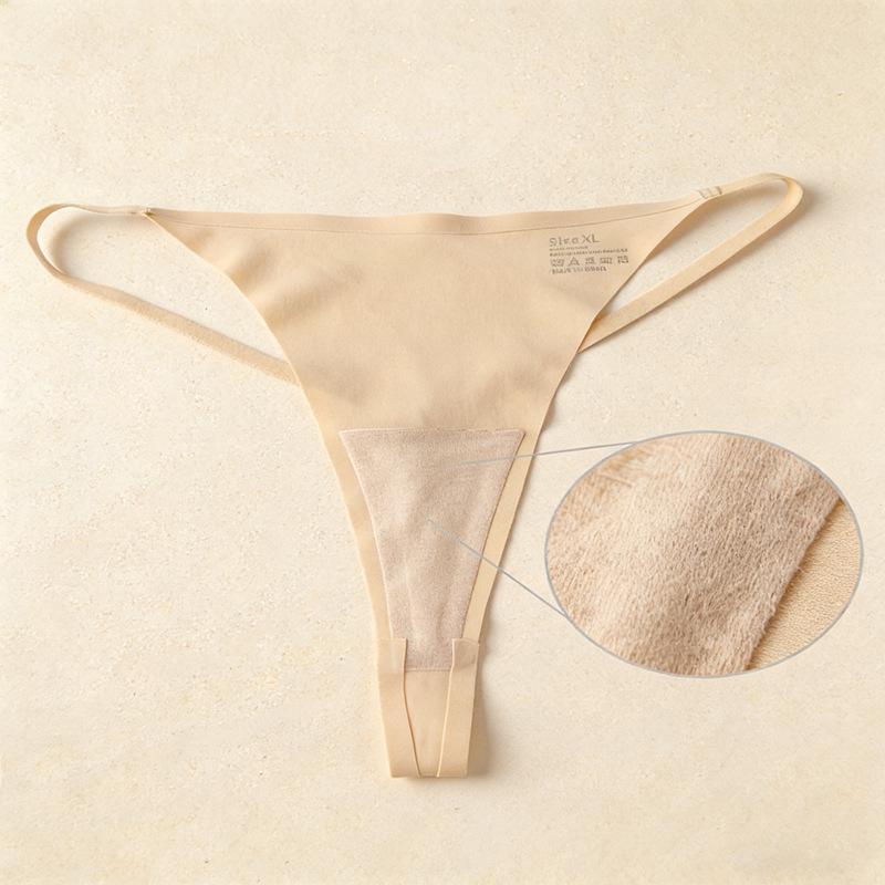 Sexy Ice Silk Low-Waist Seamless Thong - Women's Plus Size Sports Fitness Underwear