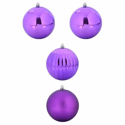 XXL Christmas Tree Ornament Set 4 Pcs Purple Plastic