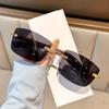 Vintage Rimless Square Sunglasses Women For Men Luxury Brand Designer Sun Glasses Punk Metal Rivet Grain Leg Eyewear Uv400