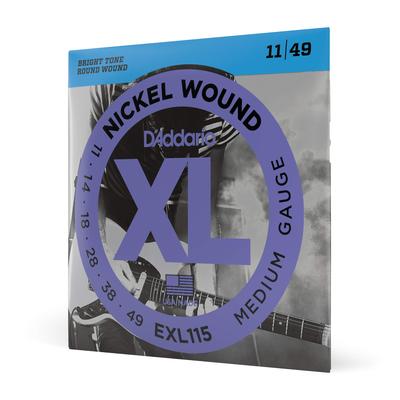 Guitarra Elétrica XL EXL115 Cordas D'Addario, Níquel, .011-.049, Rock Blues/Jazz,