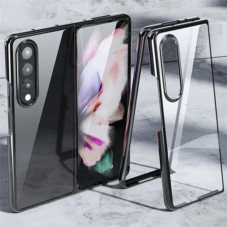 

For Samsung Galaxy Z Fold4 5G Case Electroplated Metal Frame + Tempered Glass Anti-Drop Phone Cover