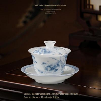 Porcelanowy Gaiwan z Wysokiego Lodu Jadeitowego