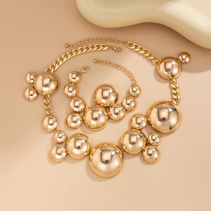 Elegant Metal Pendant Necklace Bracelet Stylish Round Pendant Necklace Unique Wristband Adornment Perfect For Gifting