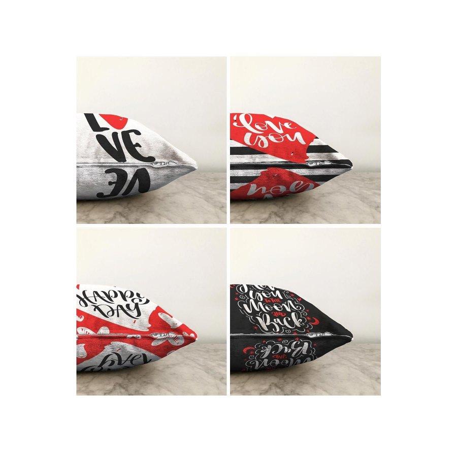 4-teiliges doppelseitig bedrucktes Kissenbezug-Set „Valentine's Day Concept“.