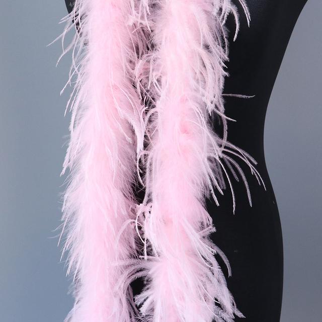 50G 2M Natural Pink Dyed Ostrich Feathers Boa Plumas for Shawl Scarf Ribbon Wedding Party Stage Sewing Dress Decoration Crafts