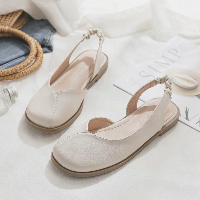 Fashion 2025 Summer Flat Sandal Shoe Women's Heels Without Fashion Girls Closed Clear Comfort Scandals Concise Closed Toe Sandals Fashio