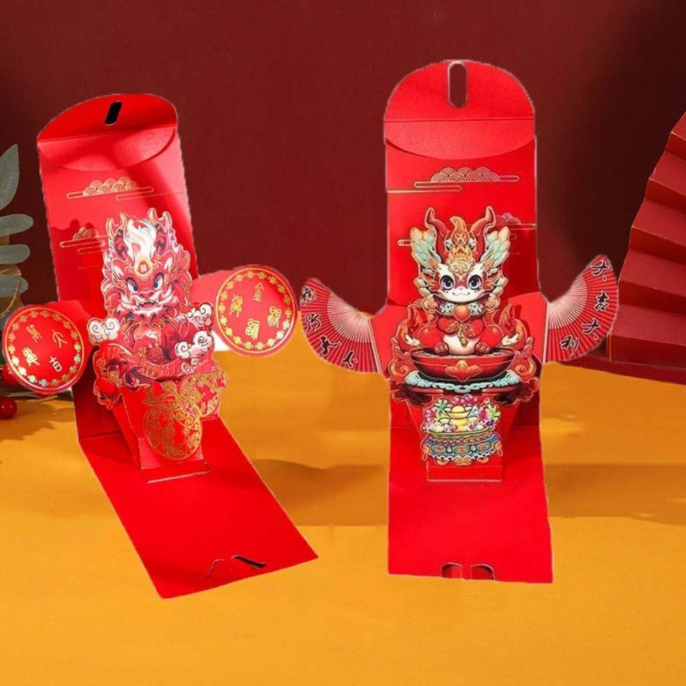 Pull-out Design Spring Festive Red Envelope Three-dimensional Chinese New Year Red Packet  2025