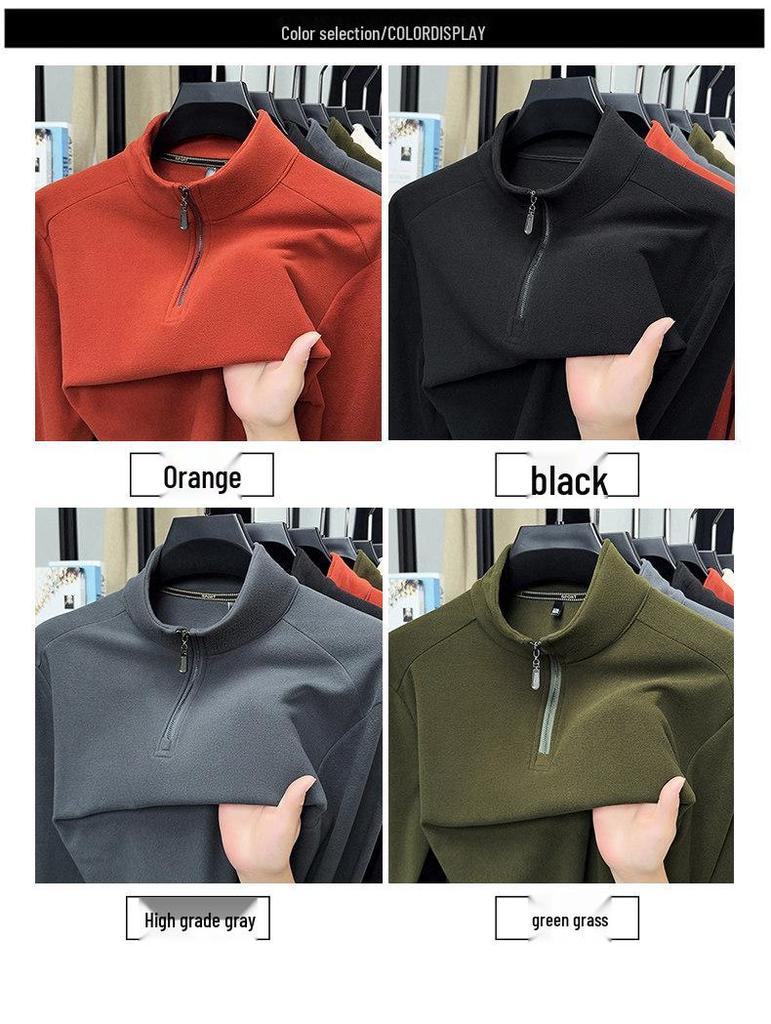 Woodpecker Men's Double-Sided Velvet Half-Zip Warm Base Layer T-Shirt