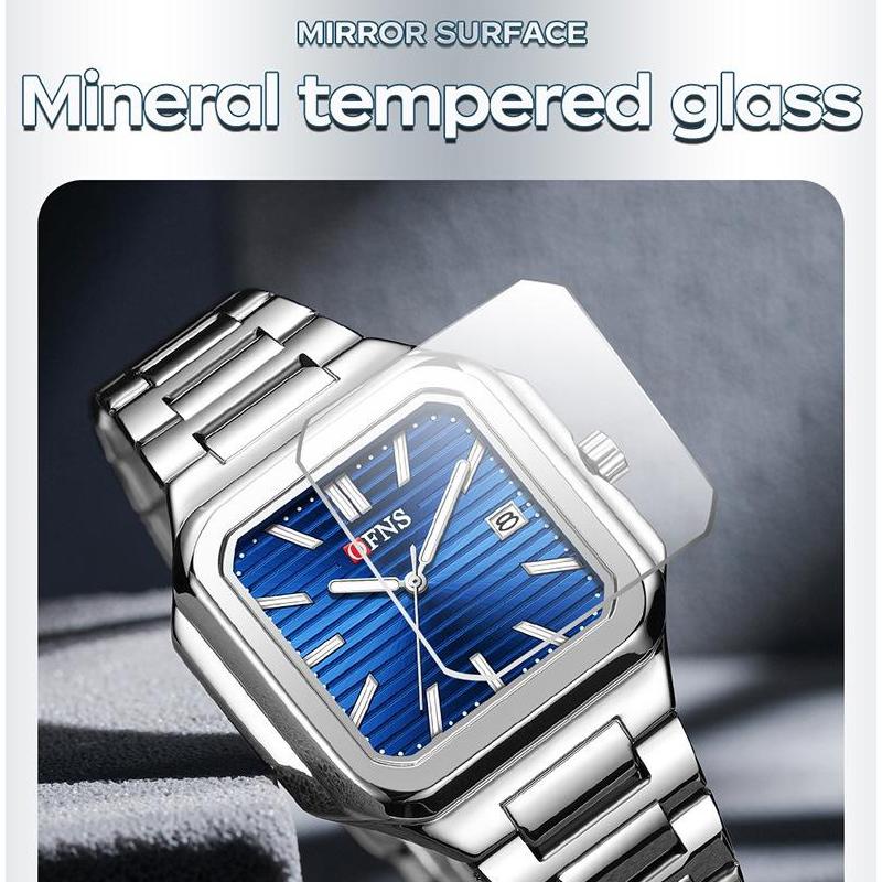 Luxury Square Fashion Man Wristwatch Waterproof Luminous Date Quartz Men's Watches Stainless Steel Men Watch Reloj