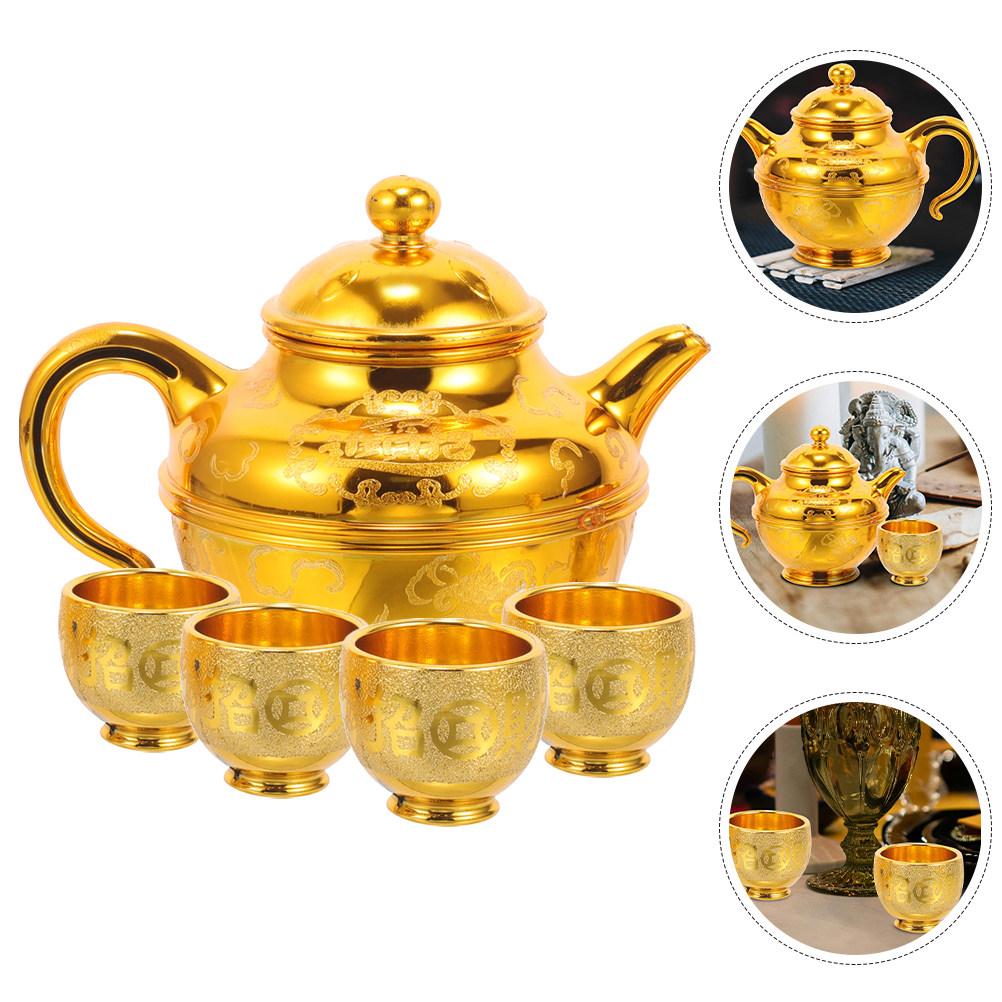 

1Set Traditional Retro Buddhist Offering Cup and Kettle Set PP Material Temple Worship Water Tea Ceremony Decor Sacred Ritual China Mainland