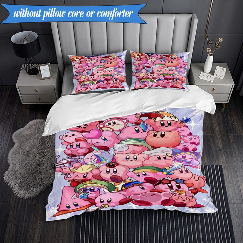 Rosa Pika Muster 3-teiliges K-Pop Musikgruppen Bettwäsche-Set, Ideal für Schlafzimmer, Wohnheim, Enthält Bettbezug und 2 Kissenbezüge, Fan-Geschenke