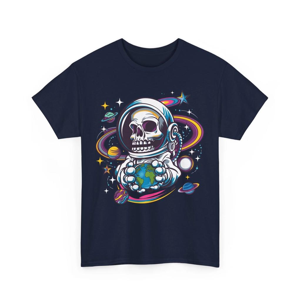 HOT SALE Bones Astronaut Fun T-Shirt - Humorous Space Galaxy Halloween Pattern T-Shirt Soft Round-neck Tee Streetwear Style