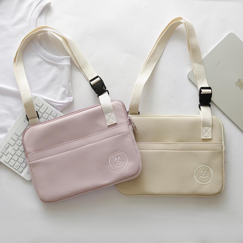 

Korean Embroidered Smiley Face Shockproof Water-Resistant iPad & Laptop Crossbody Bag