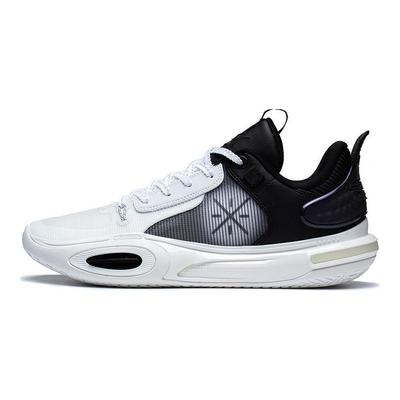 Li Ning All City 11 Tessuto Pelle Sintetica Assorbimento degli Urti Antiscivolo Resistente all'Usura Scarpe da Basket Basse Uomo sneaker Bianco Nero ABAT031-4