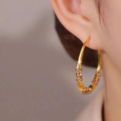 European And American Micro-rhinestone Large Hoop Earrings, Exaggerated Design, Unique Personality, , Heavy-duty Hoop Earrings For Women