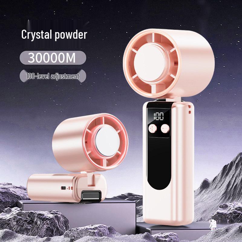 USB Rechargeable Silent Mini Fan with Powerful Turbine and Semiconductor Cooling 30000mAh