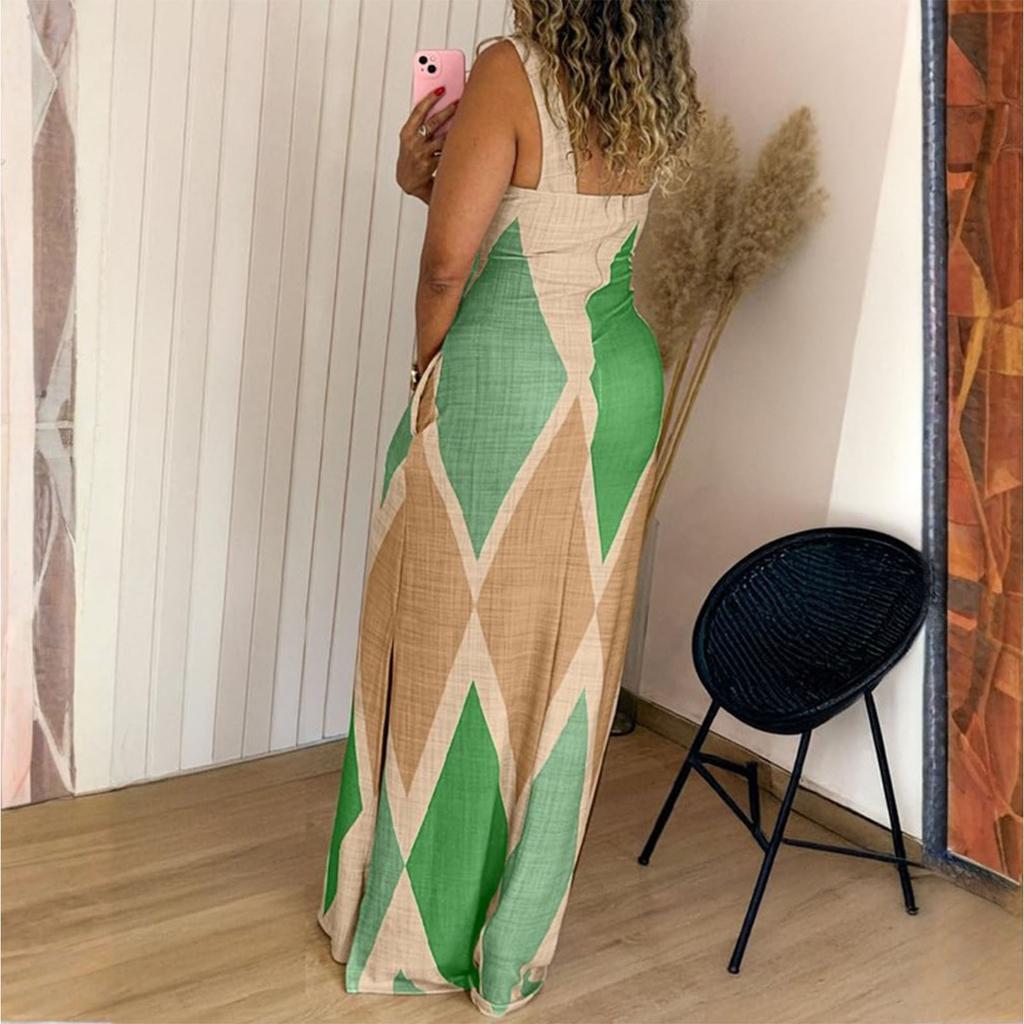 Women's Elastic Printed Long Skirt Versatile Retro Dress