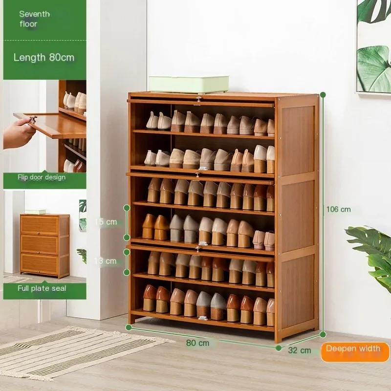 

Шкаф для обуви из массива дерева, пылезащитный, деревянный, напольный, приподнятый, многослойный, прочный и устойчивый, с откидной дверцей, мебель