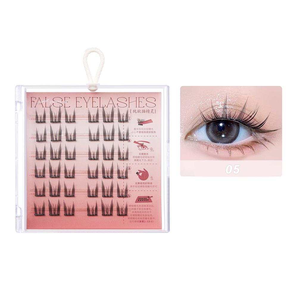 

C Curl Glue-free Manga Lashes Reusable Natural Segmented Eyelashes Single Cluster No Need Glue Cat Elf False Eyelashes Down Eyelashes 05