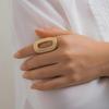 Anéis ovais geométricos exagerados e grandes ocos para mulheres, anéis criativos ajustáveis foscos para dedos, joias de declaração de moda para meninas