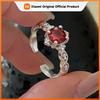 BF CLUB 925 Sterling Rings for Women Simple Geometric Handmade Irregular Retro Ring Red Stone Allergy For Birthday Gift
