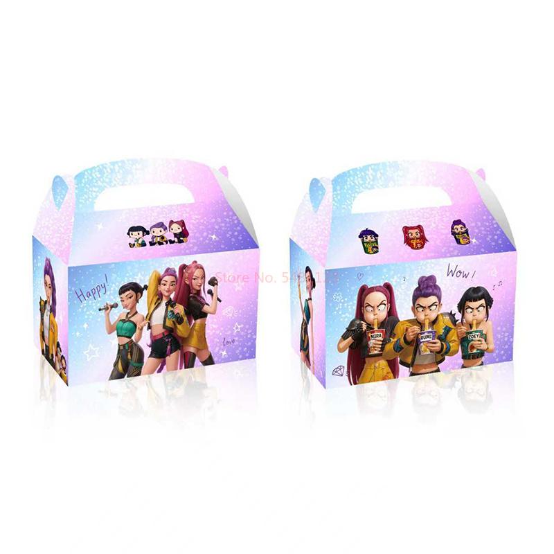 12/24/36pcs Set Kpop Demon Hunters Saja Boys Figures Gift Box Cartoon Portable Candy Popcorn Birthday Party Decoration Poseable Articulated Scale