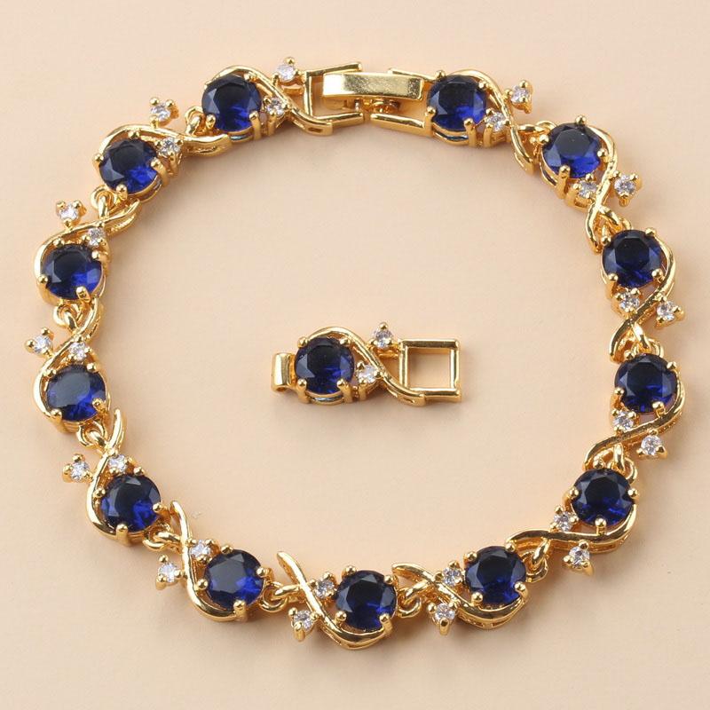 Vergoldeter Damen Armreif 10-farbiger Zirkonia Modeschmuck Hochzeitsschmuck für Frauen Brautaccessoires