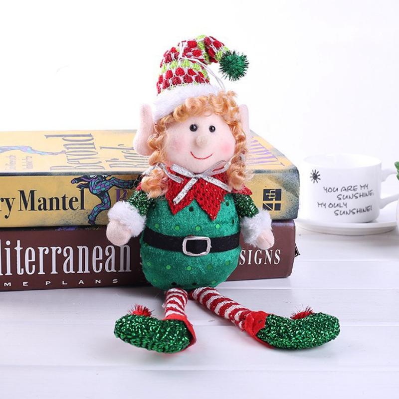 New 34CM Long Legged Cartoon Elf Doll Xmas Tree Pendants Window Decoration Christmas Party Ornament New S Gifts Home Decor