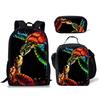 Klassisch Neuheit Eigenartig Cool Schildkrötenmuster 3D-Druck 3 Stück/Set Schüler Schultaschen Laptop Tagesrucksack Rucksack Lunchtasche Federmäppchen