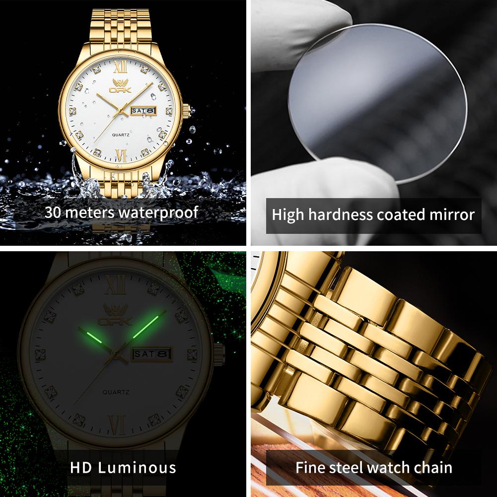 OPK 6033 Casual Steel Strip Dual Calendar Men's Quartz Watch