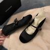Spot Sheepskin Version~ Versatile Commuter Temperament Round Head with Retro Leopard Print Inner Height Increase Mary Jane Single Shoes Ol