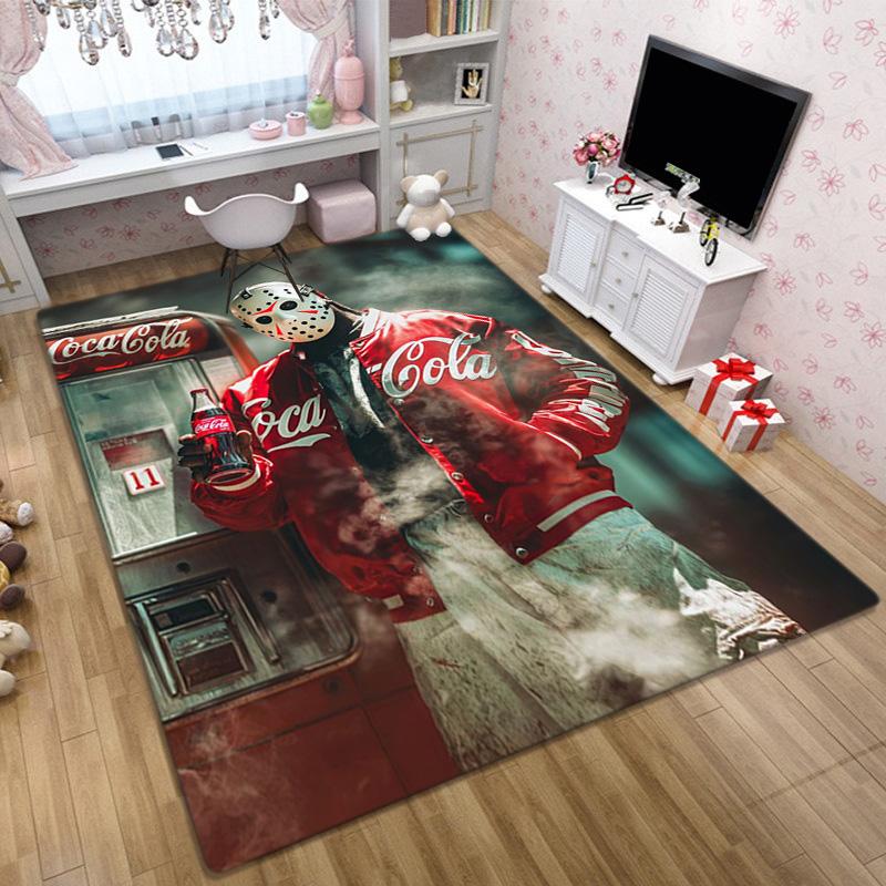 Christmas gift Halloween themed cola beverage Coca Cola carpet is suitable for living room and bedroom doormats office balcony decorative carpet V25