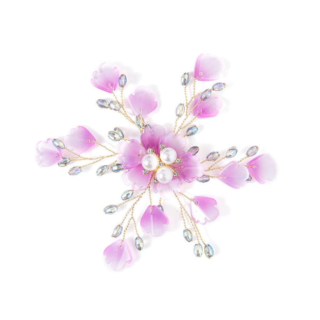 Ancient-Style Handmade Crystal Pearl Flower Hairpin for Hanfu