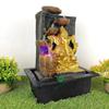 3 Step Ganesha Table Top Water Fountain with RGB LED Light for Home Décor/Gift/Vastu/Pooja/Reception/House Warming (Brown Stone & Gold)