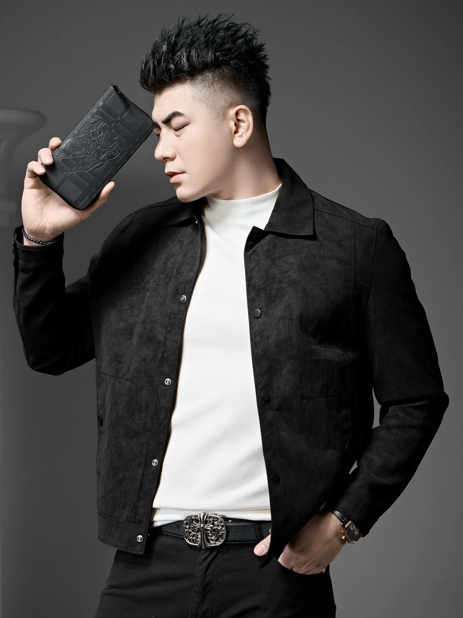 2025 Autumn New Men s Turn-Down Collar Biker Leather Jacket Trendy Slim Fit Letter Embossed Leather Jacket for Men 4XL хаки