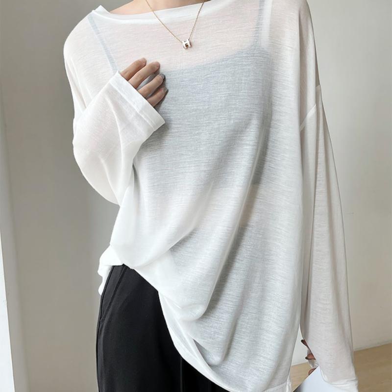 Ice Silk Sun Protection Clothing for Women In Summer Youthful Thin and Breathable Design Niche Thin Long Sleeved Top