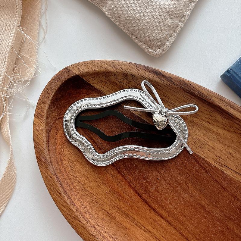 1 Stück Silber Leder BB Clip Schleife Pony Seitenclip Haarspangen Kinder Haarnadeln Kinder Kopfschmuck Haarspangen Mädchen Haaraccessoires