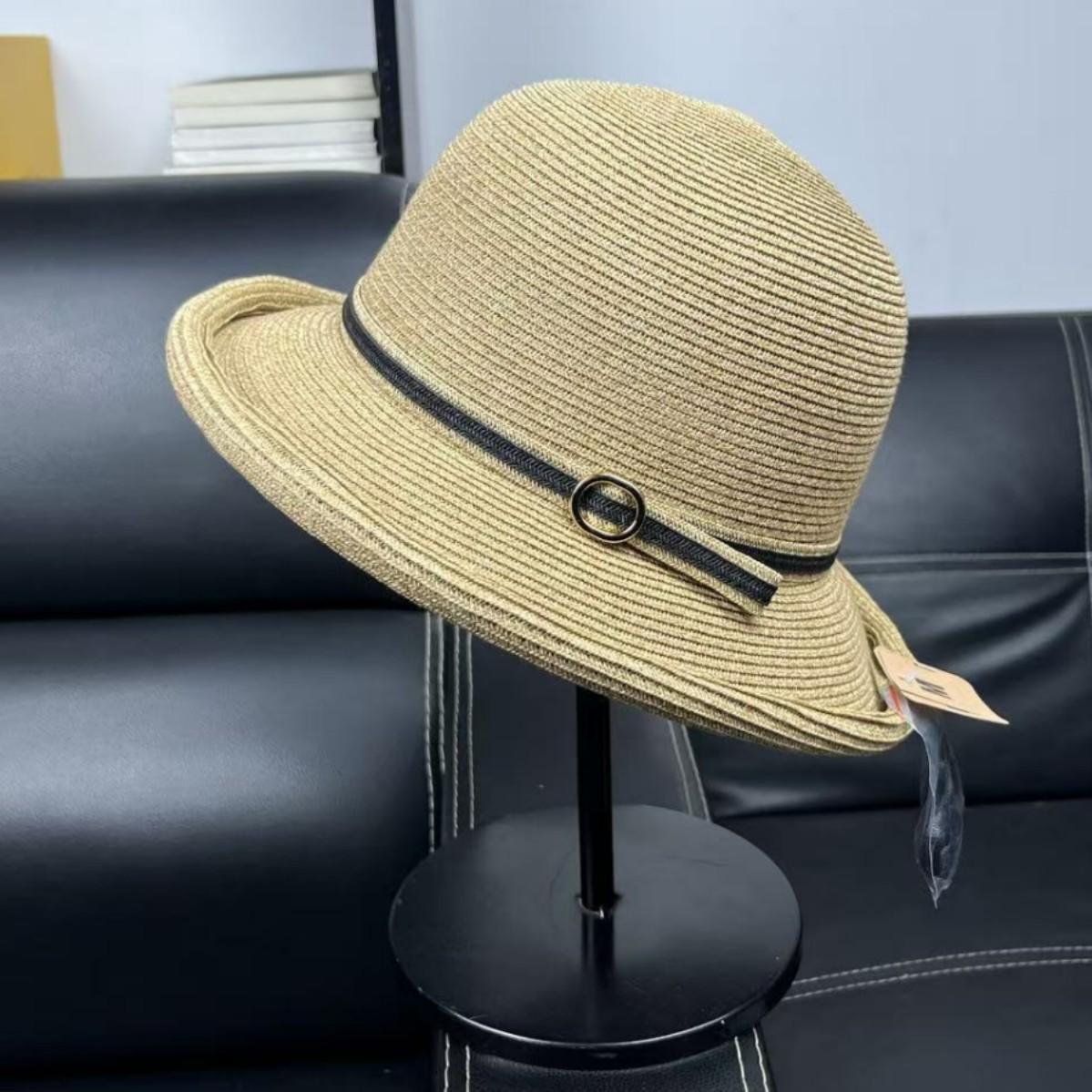 

2026 new Japanese simple bucket hat straw hat women s summer elegant literary sunshade basin hat showing face small sun hat M（55-58cm）
