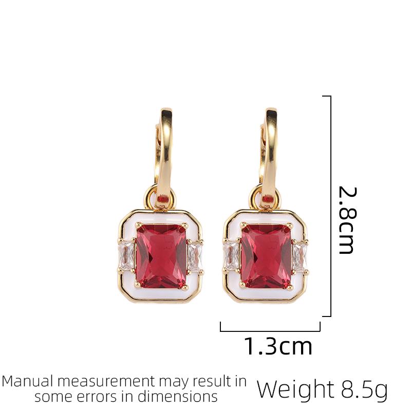 SUYU New Design Retro Minimalist Earrings Fashionable And Elegant Accessories Drop Glaze Red Earrings New Year's Gift