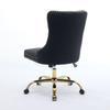 Modern Velvet Upholstered Tufted Button Home Office Chair with Golden Metal Base,Adjustable Desk Chair Swivel Office Chair (Black),DE1923BK