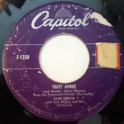 7inch Record DEAN MARTIN - That's Amore / You're The Right One F1250 Capitol Records 1953 Canada Pop Used