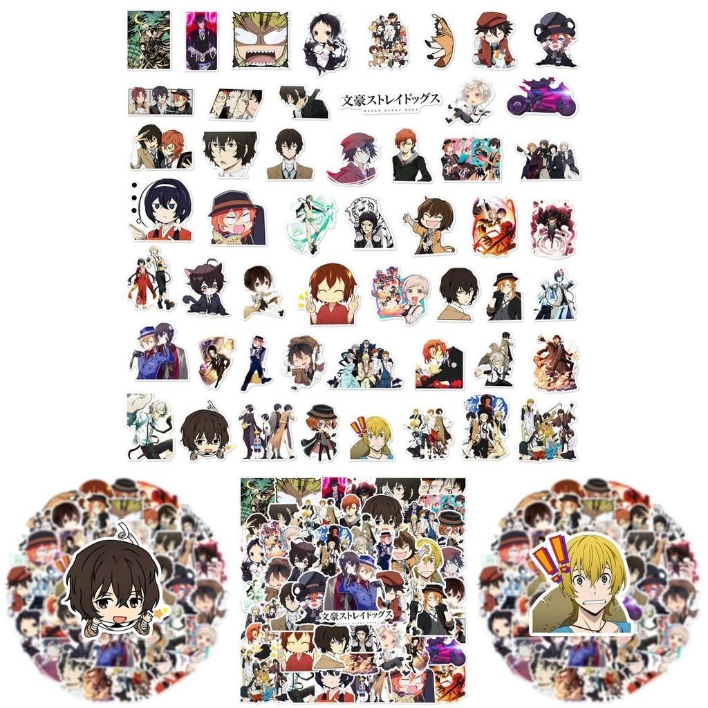50pcs Bungo Stray Dogs Stickers Reusable Decor For Laptop Trolley Case Graffiti