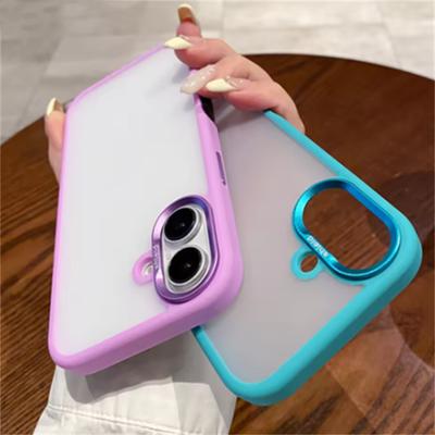 Modische einfarbige Candy-Farbe Umrandung Kamera Schutz Bumper Hülle Für iPhone 16 15 14 Pro Max Plus Mattes Hautgefühl Stoßfeste Rückseite