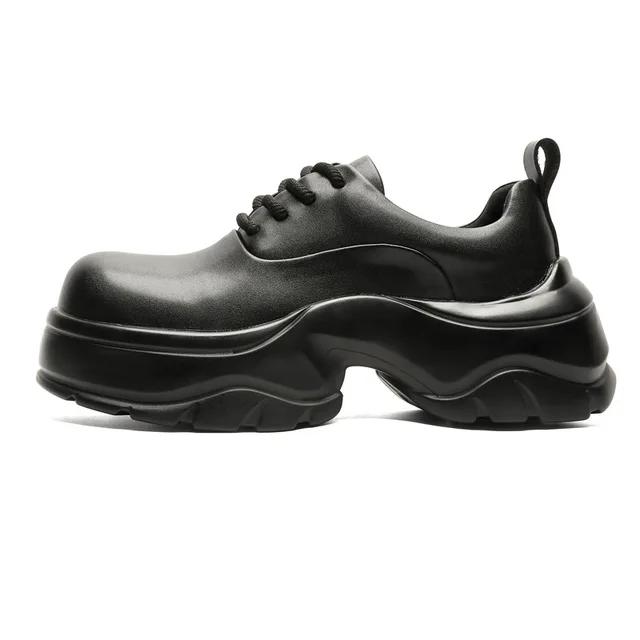 

Кожаные мужские повседневные туфли с толстой подошвой, мужские кроссовки, модные мужские оксфорды, формальная обувь для вечерних платьев 41 чёрный