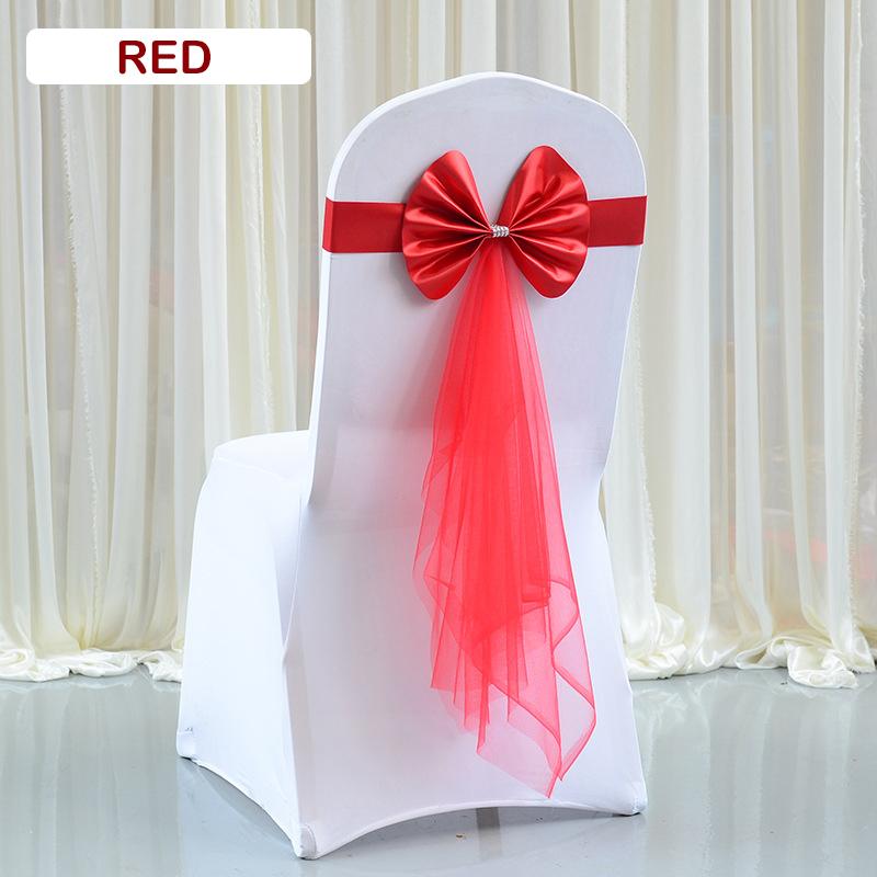 30/20/10PCS Chair Sashes Stretch Spandex Chair Bow Knot Bands With Butterfly Organza Ribbon Wedding Banquet Fair Meeting Decor