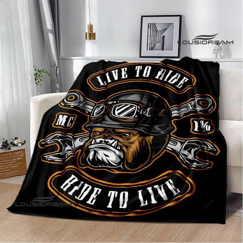 Motorcycle Retro Printing Blanket Flange Warm Blanket Soft and Comfortable Blanket Picnic Blanket Bed Linings Birthday Gift