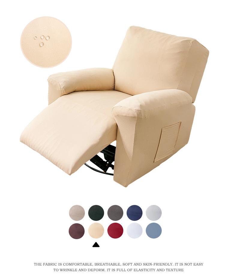 Waterproof Milk Silk Elastic Recliner Sofa Cover - Full Wrap, Split Type
