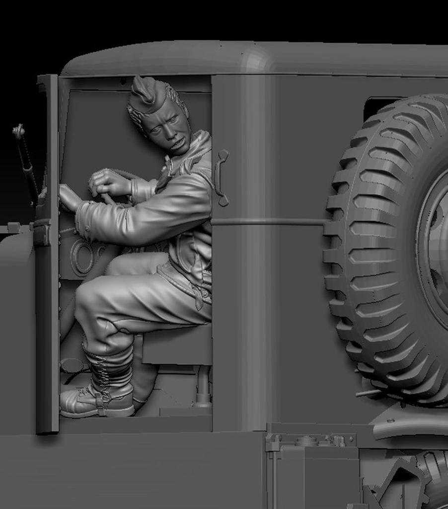 Thunder Model 1/35 Scale American/British Driver & Guide M1000 Heavy Tow Truck Hardtop Figure Set Resin Kit TBF3510 (People)