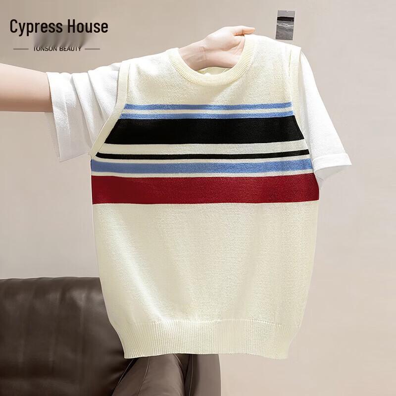 

Women s Faux Two-Piece Colorblock Knit Top One Size
