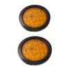 2 Pcs Trailer Tail Lights Round 12 LED Amber Brake Stop Turn Tail Marker Lamp for Tractor Truck